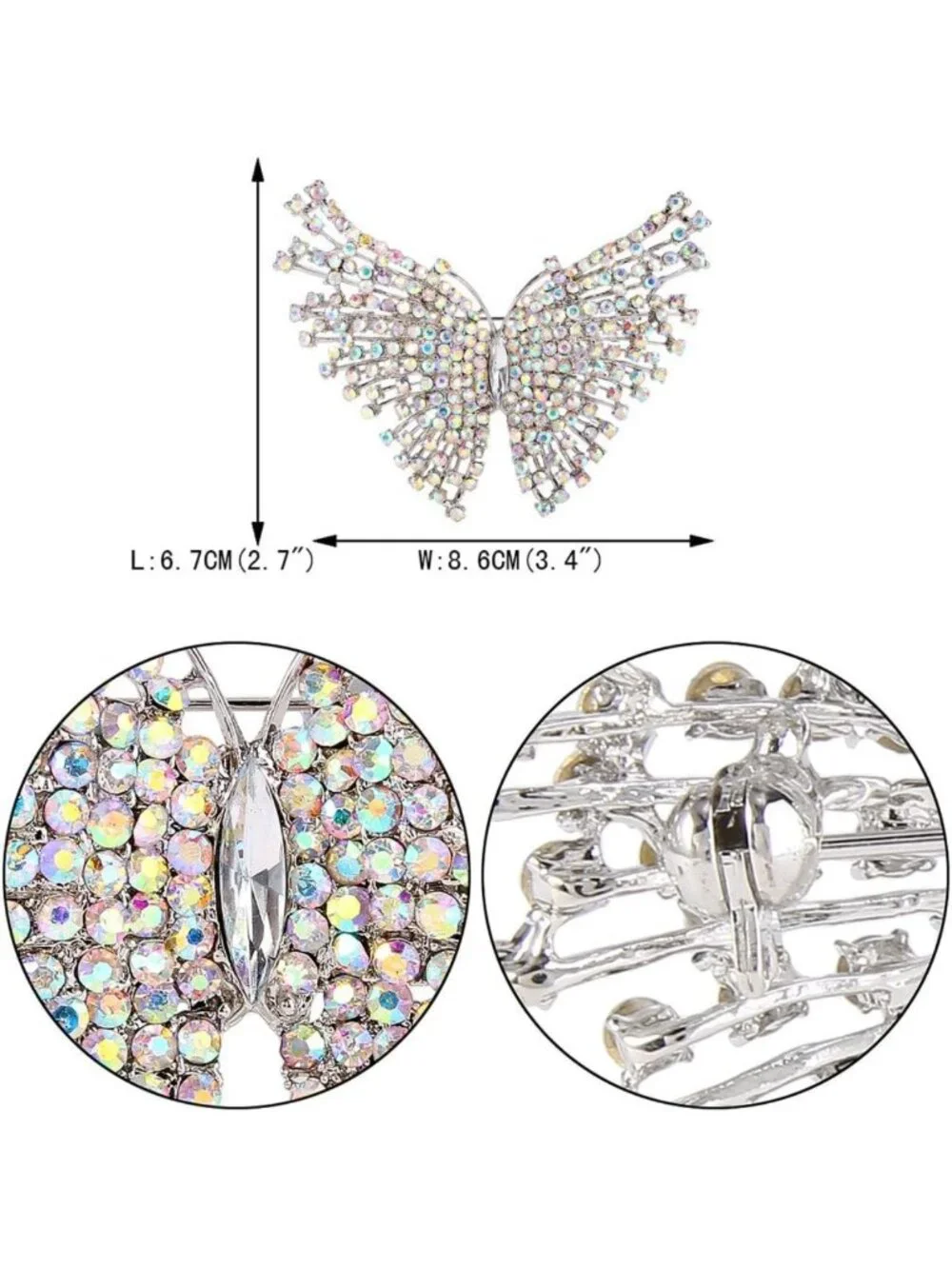 Gorgeous Austrian Crystal Butterfly Brooch for Bride, Prom, Wedding Accessory